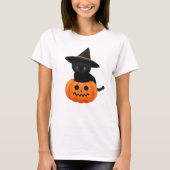 T-shirt Halloween mignonette Cartoon amis, Chat bébé noir (Devant)