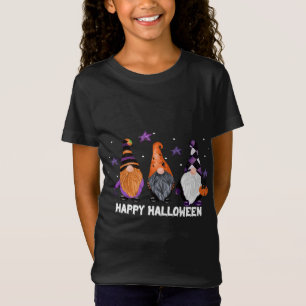 T-Shirt Halloween mignons Gnomes Citrouilles Chat Automne 