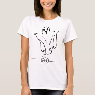 T-shirt Halloween minimaliste noir et blanc pour fantômes