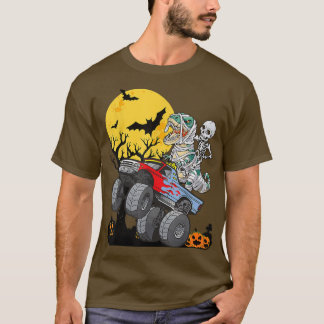 T-shirt Halloween Monster Truck Citrouille Mummy Dinosaur 