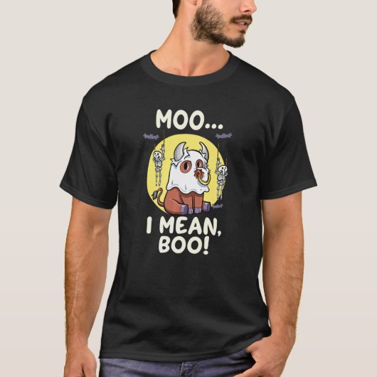 T-shirt Halloween Moo I Signifie Boot Ghost Cow (Devant)
