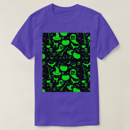 T-shirt Halloween Motif noir lumière réactive graphique (Design devant)