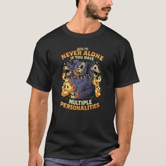 T-shirt Halloween Multiple Personalities  Hound Dog Sarcas (Devant)