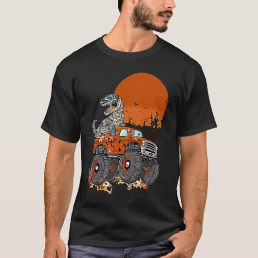 T-shirt Halloween Mummy Rex Monster Truck (Devant)