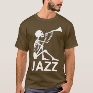 T-shirt Halloween Musique Jazz Musicien Horn Trumpet Skele