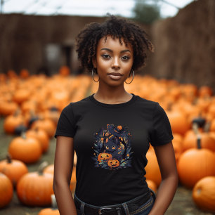 T-shirt Halloween "Mystérieuse Feline" Anime Chat Noir