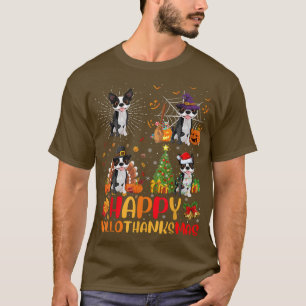 T-shirt Halloween Noël drôle Boston Terrier Chien Hallo