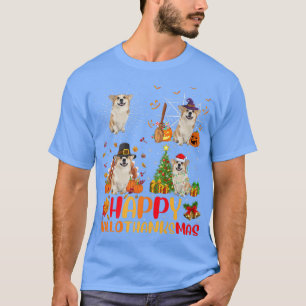 T-shirt Halloween Noël Drôle Welsh Corgi Chien Hallotha