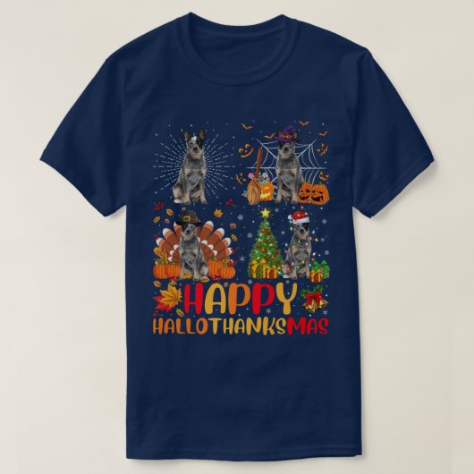 T-shirt Halloween Noël Funky Blue Heeler Chien Hallotha (Design devant)