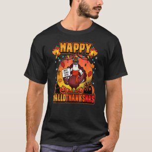 T-shirt Halloween Noël Joyeux Hallothanksmas Lama Dindon
