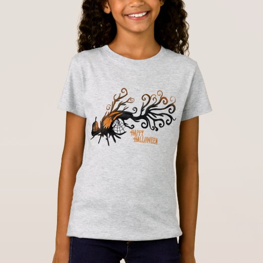 T-Shirt Halloween/octobre/automne/arbre citrouille (Devant)
