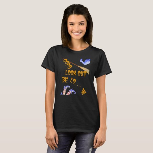 T-shirt Halloween Oops Fallen Flying Witch (Devant entier)