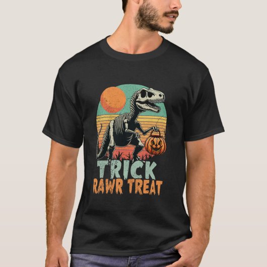 T-shirt Halloween Party Trick Rawr Treat Trex Dinosa (Devant)