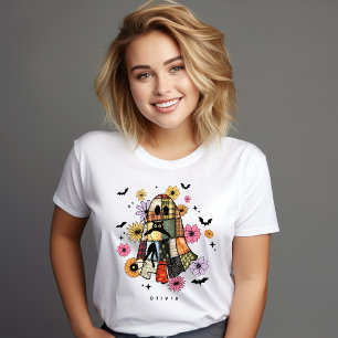 T-shirt Halloween Patchwork Ghost Vintage
