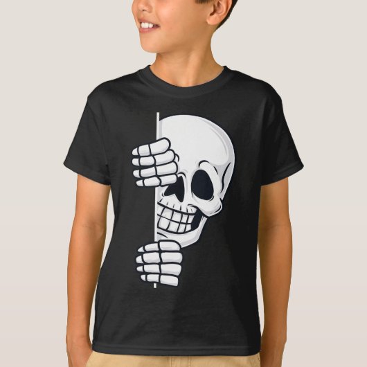 T-shirt Halloween Pékin Squelette Scary Garçons Filles Enf (Devant)