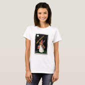 T-shirt Halloween - Petite fille avec chambre et chat noir (Devant entier)