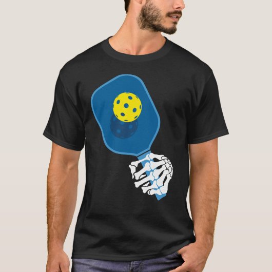 T-shirt Halloween Pickleball : Squelette Main (Devant)