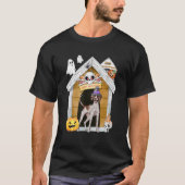 T-shirt Halloween Pointer Chien Sorcière Haunch Maison (Devant)