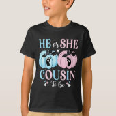 T-shirt Halloween Pumpkin Gender Reveal He Or She Cousin T (Devant)