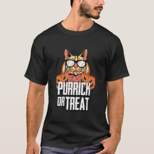 T-shirt Halloween Purrick Ou Treat Lazy Chat Lunettes Goth