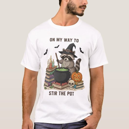 T-shirt Halloween Raccoon Wizard Funny Modern Tri-Blend (Devant)
