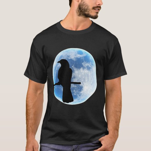 T-shirt Halloween Raven  Crows on a branch by the full moo (Devant)
