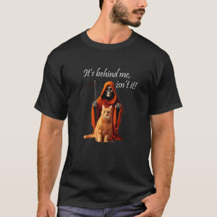 T-shirt Halloween. Reaper orange & chat. C'est derrière mo