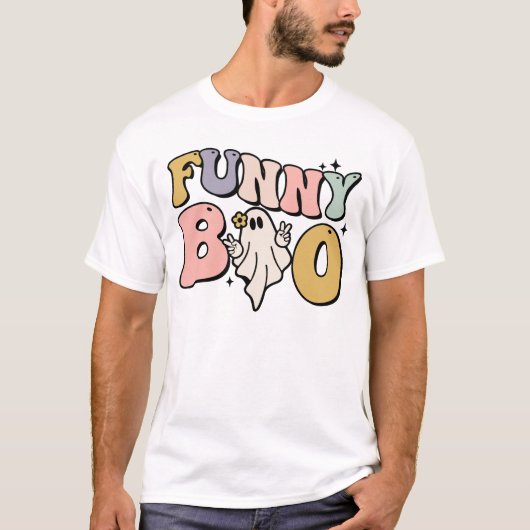 T-SHIRT HALLOWEEN RETRO SUPER FUNNY BOO GHOST (Devant)