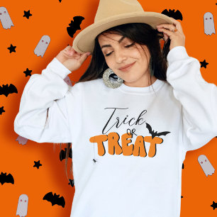 T-shirt Halloween Retro Trick ou traiter Orange Black Girl