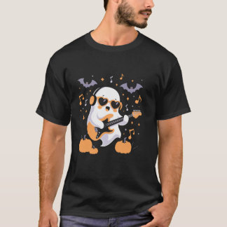 T-shirt Halloween Rock Star fantôme Jouer Guitare électriq