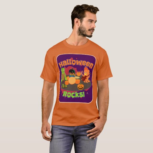 T-shirt Halloween Rocks Éffrayant Trick Ou Treat Character (Devant entier)