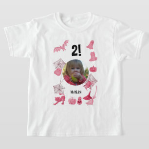 T-shirt Halloween rose coutume avec photo, âge et annivers