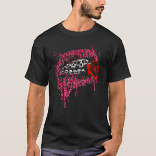 T-shirt Halloween Rose de la bouche de crâne lèvres