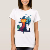 T-shirt Halloween Scarecrow With Bats Crow and Owl (Devant)