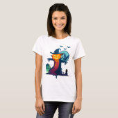 T-shirt Halloween Scarecrow With Bats Crow and Owl (Devant entier)