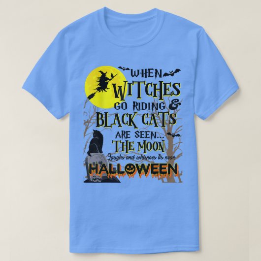 T-shirt Halloween Scary Black Cat Jackolantern Witches Bat (Design devant)