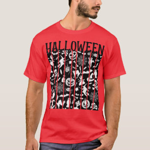 T-shirt Halloween Scary Citrouille Vintage sorcière Skelet