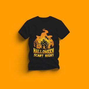 T-shirt Halloween Scary Night Haunted Maison Design