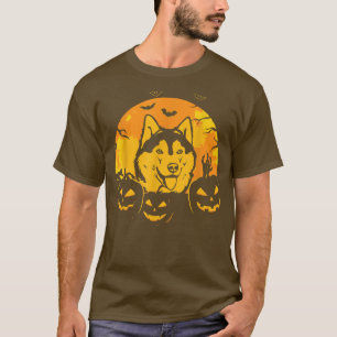 T-shirt Halloween Sibérien Husky Jack-o'-lantern Chien Pum