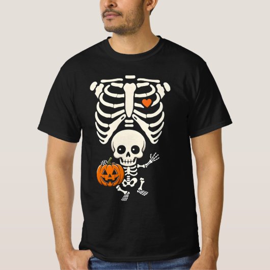 T-shirt Halloween Skeleton Baby Rib Cage Maternity Pregnan (Devant)