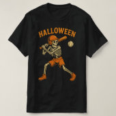 T-shirt Halloween Skeleton Baseball Tee (Design devant)