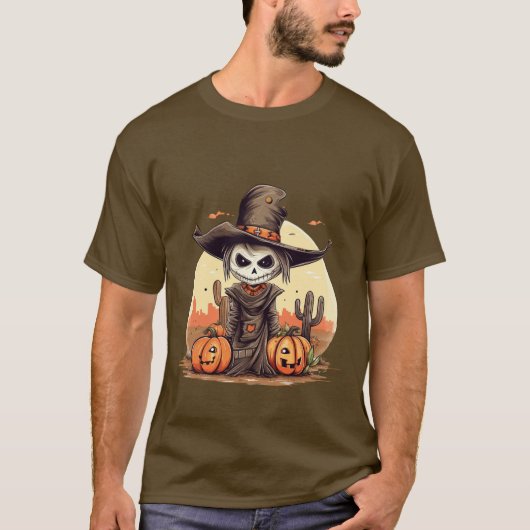 T-shirt Halloween Skeleton Citrouille (Voorkant)