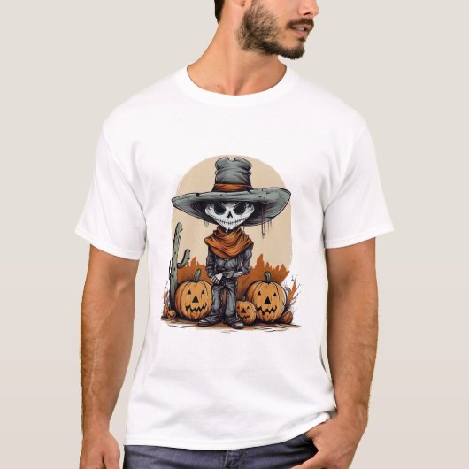 T-shirt Halloween Skeleton Citrouille (Voorkant)
