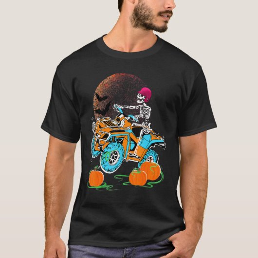 T-shirt Halloween Skeleton équitation 4 Wheeler Atv Quad B (Devant)