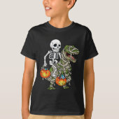T-shirt Halloween Skeleton équitation maman Dinosaur T Rex (Devant)