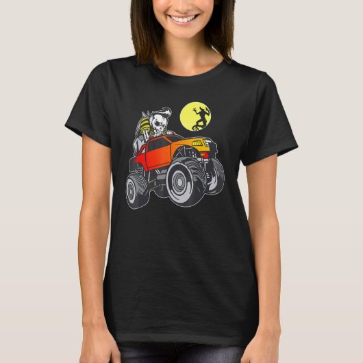 T-shirt Halloween Skeleton équitation Monster Truck Kids (Devant)