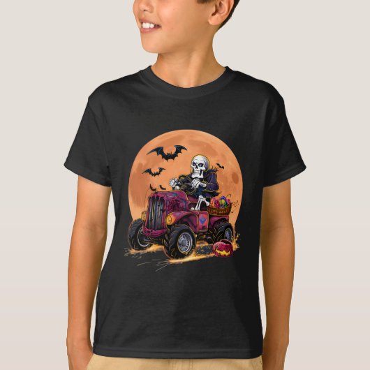 T-shirt Halloween Skeleton équitation Monster Truck Toddle (Devant)