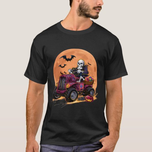 T-shirt Halloween Skeleton équitation Monster Truck Toddle (Devant)