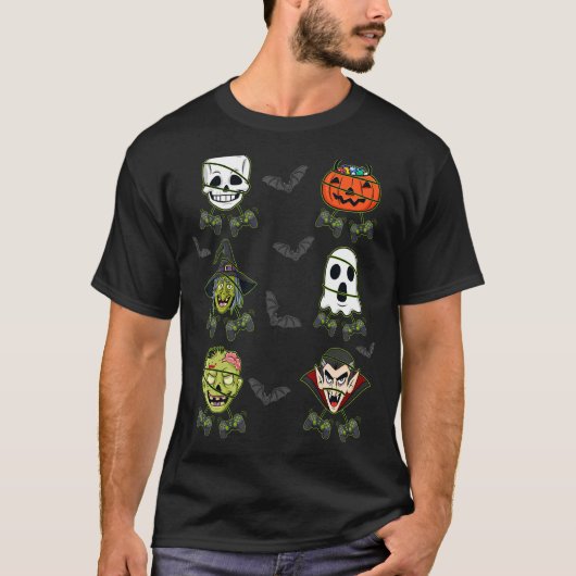 T-shirt Halloween Skeleton Gaming Witch Vampire Zombie Boy (Devant)