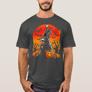 T-shirt Halloween Skeleton Guitar Rock Band Jack O Lantern